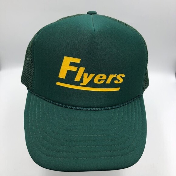 Vintage Flyers Green Mesh Trucker Nissun Baseball Cap Hat Mid Century Snapback - Picture 1 of 10